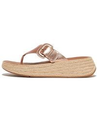 Fitflop - F-Mode Espadrille Adj. Leather Flatform Toe-Thongs Sandals 6 M (B) Leather/Rubber - Lyst