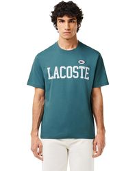 Lacoste - Short Sleeve Classic Fit Tee Shirt W/ Large Wording - Lyst