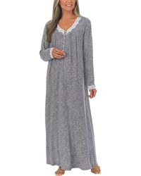 Eileen West 50 Sweater Knit Ballet Long Sleeve Nightgown - Gray