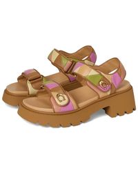 COACH - Brynn Platform Quilted Patchwork Leather Sandals Sandals Honey/Multi, Leather/Synthetic - Lyst