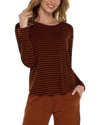 Liverpool Los Angeles - Long Sleeve Drop Shoulder Scoop Neck Rib Knit Top (Tumeric Stripe) Clothing - Lyst