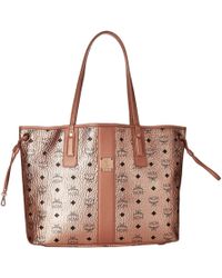 Reversible Bags Designer On Lyst Mcm Reversible Liz Medium Per In Visetos Black Handbags Lyst