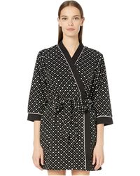 Kate Spade Printed Short Terry Robe - Black