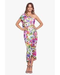 Betsy & Adam - Midi Chif Print One Shoulder () Dress - Lyst