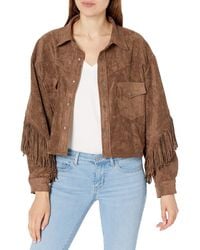 Blank NYC - Faux Suede Fringe Shirt Jacket In Hot Cocoa - Lyst
