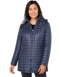 via spiga metallic hooded packable down coat