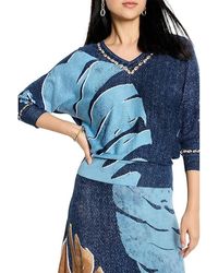 NIC+ZOE - Twilight Front Easy V-Neck Sweater Sweater Lg (Us 12-14) Cotton/Lyocell/Nylon - Lyst