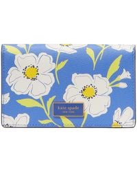 Kate Spade - Katy Sunshine Floral Printed Textured Leather Small Bifold Snap Wallet - Lyst