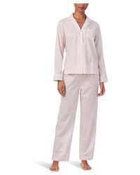 Ralph Lauren - Woven Long Sleeve Notch Collar Long Pant Pajama Set Pajama Sets Md (Us 8-10) Cotton/Viscose - Lyst