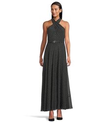 Ralph Lauren - Polka Dot Belted Georgette Halter Gown Dress/Cream, Polyester - Lyst