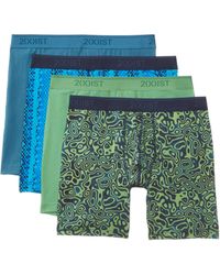 2xist - 2(x)ist Essential Stretch 3+1 4-pack Boxer Brief (bluesteel/landscape Camo/stone Green/blue Chess) Underwear - Lyst