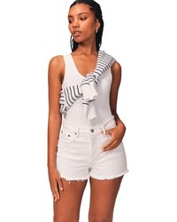 Abercrombie & Fitch Cotton Curve Love Mid-rise Mom Shorts in Blue | Lyst