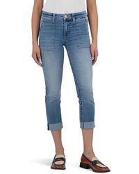Kut From The Kloth - Stevie Crop Straight Leg With Pork Chop Pocket Jeans 6, Cotton/Denim/Rayon - Lyst