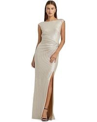 Ralph Lauren - Metallic Sleeveless Gown Dress Champagne/ Elastane/Polyester - Lyst