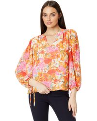 Vince Camuto - V Neck Blouse With Puff Sleeve - Lyst