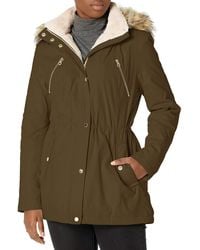 Nautica Women's Heavy Weight Quilted Jacket with Faux Fur Trim 