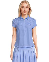 Jamie Sadock - Solid Sunsense Polo With Mesh Overlay Clothing, Mesh/Polyester/Spandex - Lyst