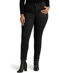 Lauren by Ralph Lauren - Plus-size Coated High-rise Skinny Ankle Jeans In Black Wash - Lyst