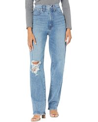 Madewell The Tall Perfect Vintage Straight Jean In Kingsbury Wash: Knee-rip Edition - Blue