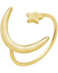 Sterling Forever Sterling Silver Crescent Moon Open Ring - Metallic