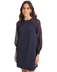 Calvin Klein - Scuba Crepe Chiffon Sleeve Aline Dress Dress/ Chiffon/Polyester - Lyst