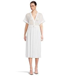 Norma Kamali - Geralyn Short Sleeve Dress To Midcalf Dress Xl 10) Polyester/Spandex - Lyst