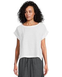 Eileen Fisher - Organic Cotton Voile Box Ballet Neck Square Top Clothing - Lyst