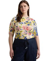 Lauren by Ralph Lauren - Plus-size Floral Stretch Cotton Boatneck Tee - Lyst