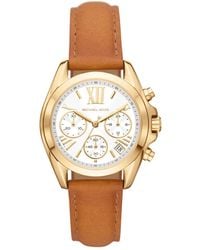 Michael Kors Bradshaw Stainless Steel Quartz Watch With Leather Strap - White