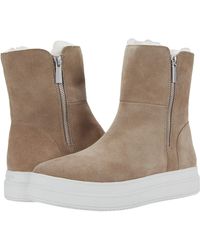 J/Slides Women's Tristan Faux Fur Lined Waterproof Sneaker Boots in Taupe Suede (Brown) - Lyst