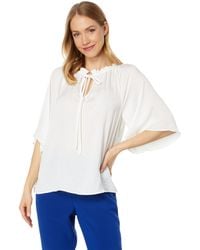 Vince Camuto - Split-neck Blouse With Pleats On Sleeve - Lyst