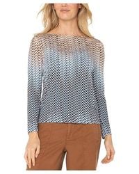 Liverpool Los Angeles - Long Sleeve Boat Neck Knit Top Clothing/Tan, Modal/Polyester/Spandex - Lyst