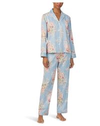 Ralph Lauren - Woven Long Sleeve Notch Long Pj Set Pajama Sets Xl (Us 16-18) Cotton/Viscose - Lyst