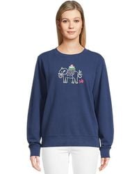 Lilly Pulitzer - Ballad Long Sleeve Sweatshirt Sweater Low Tide Holiday Elephant Embroidery, Cotton/Spandex - Lyst
