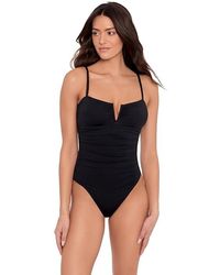 Ralph Lauren - Beach Club Solids V Wire Over The Shoulder One Piece Swimsuits One Piece, Elastane/Nylon - Lyst