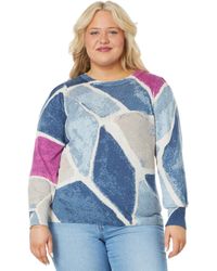 NIC+ZOE - Nic+zoe Plus Size Printed Tiles Femme Sleeve Sweater - Lyst