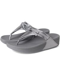 Fitflop - Lulu Glitz-Bow Leather Toe-Post Sandals Wedge Shoes 7 M (B) - Lyst