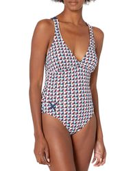 Nautica Womens Lace-up Swim Dress with Pockets One Piece Swimsuit 