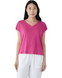 Eileen Fisher - V Neck Square Tee - Lyst