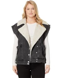Blank NYC - Denim And Sherpa Oversized Vest In All Nighter - Lyst