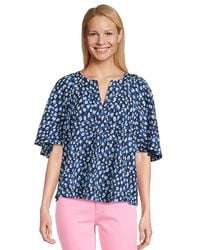 Lilly Pulitzer - Wilmer Short Sleeve Top Blouse, Cotton/Viscose - Lyst