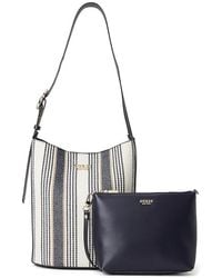 Guess - Nicolette Large Bucket Shoulder Bag Handbags, Cotton/Polyester/Polyurethane - Lyst