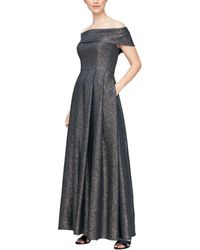 Alex Evenings - Stretch Jacquard Off The Shoulder Ballgown With Full Skirt And Pockets - Lyst