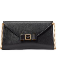 Kate Spade - Morgan Bow Embellished Saffiano Leather Envelope Flap Crossbody - Lyst