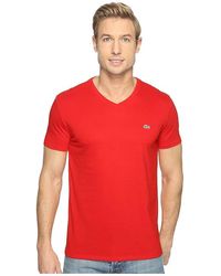 Lacoste - S/s Pima Jersey V-neck T-shirt - Lyst