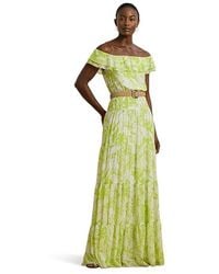 Ralph Lauren - Floral Georgette Off-The-Shoulder Gown Dress/ Polyester - Lyst