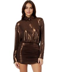 Norma Kamali - Oversized Boyfriend Nk Shirt Shirred Bottoms Mini Dress - Lyst