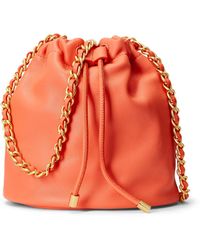 Lauren by Ralph Lauren Nappa Leather Medium Emmy Bucket Bag - Orange