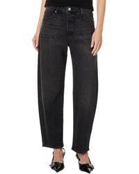 PAIGE - Alexis Covered Button Fly Utility Pocket Jeans In Viper Black - Lyst