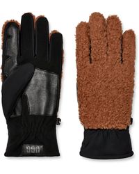 UGG - Fluff Smart Gloves With Conductive Leather Palm - Lyst